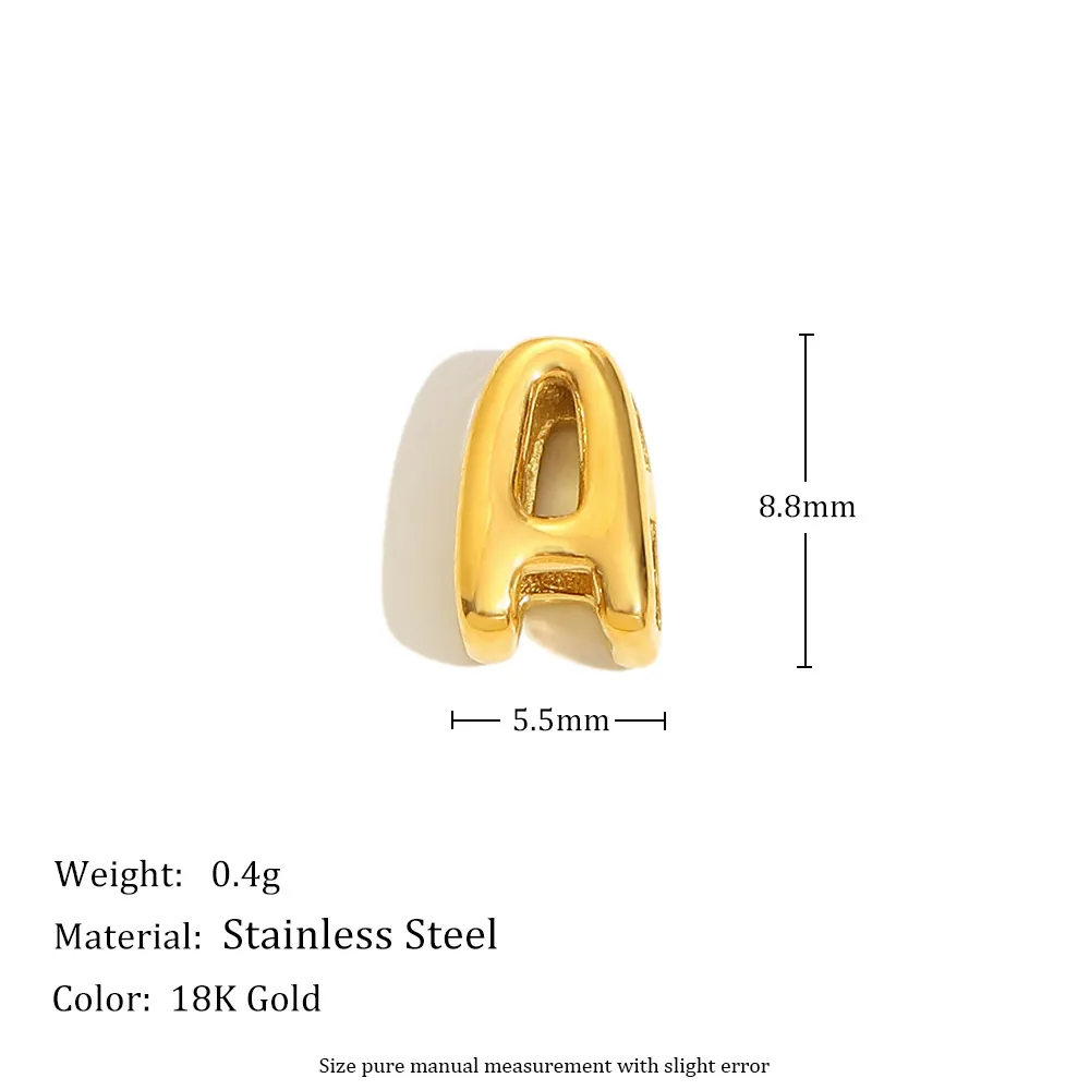 Collier Pendentif Lettre Acier Inoxydable Plaqué Or 18K Creux Initiale Alphabet 3D Style Bulle Bijoux Femme