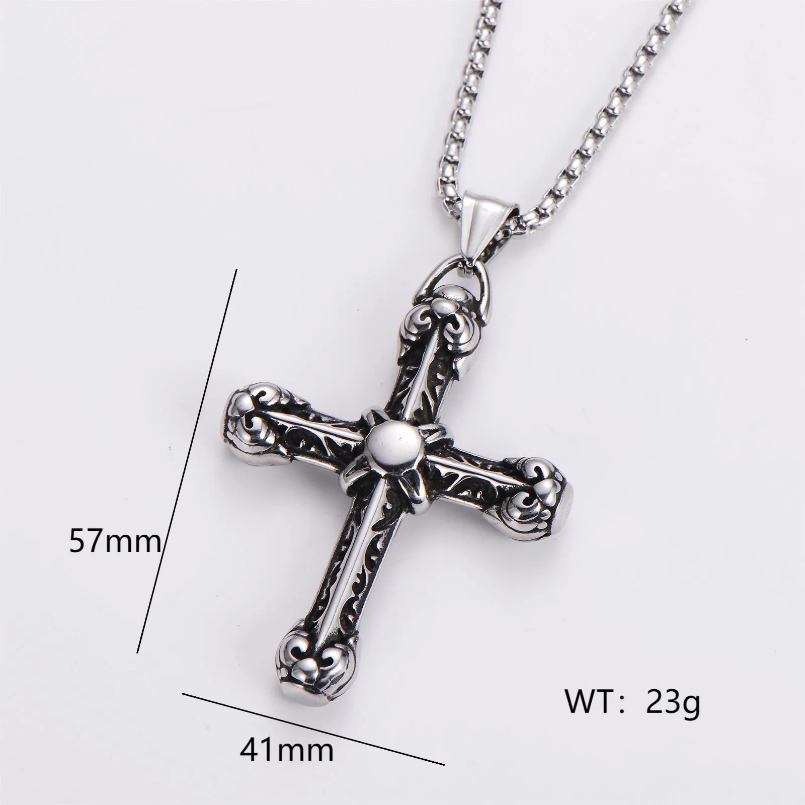 Stainless Steel Pendant Necklace Retro Punk Gothic Style Vintage Finish Jewelry Accessory For Men Women