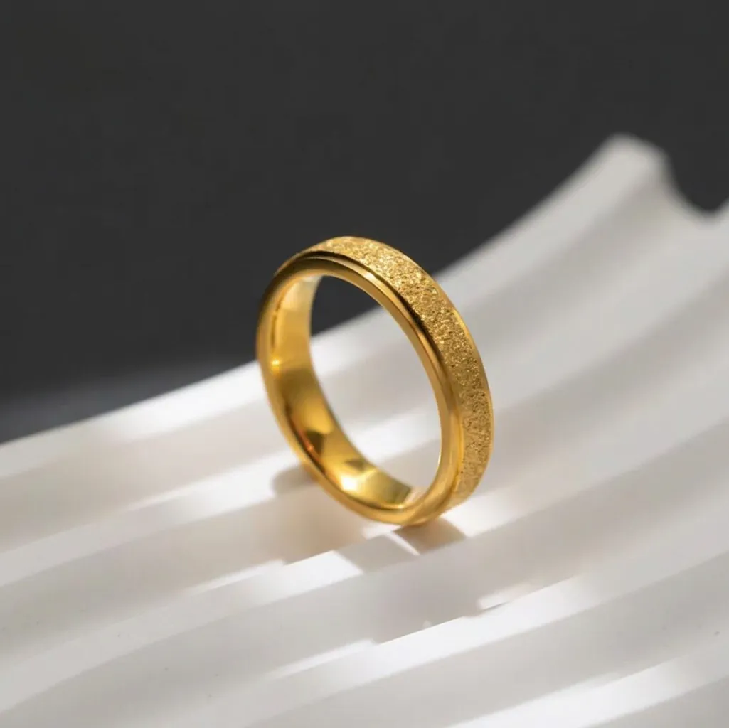 Frosted Titanium Steel Starry Sky Ring For Women Men Narrow Stainless Steel Band Ring Gold Silver Black Rose Gold Fashion Jewelry