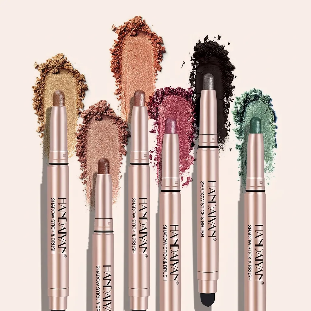 Double Head Eyeshadow Stick And Brush Waterproof Long Lasting Metallic Shimmer Matte Creamy High Pigment Eye Shadow Pen
