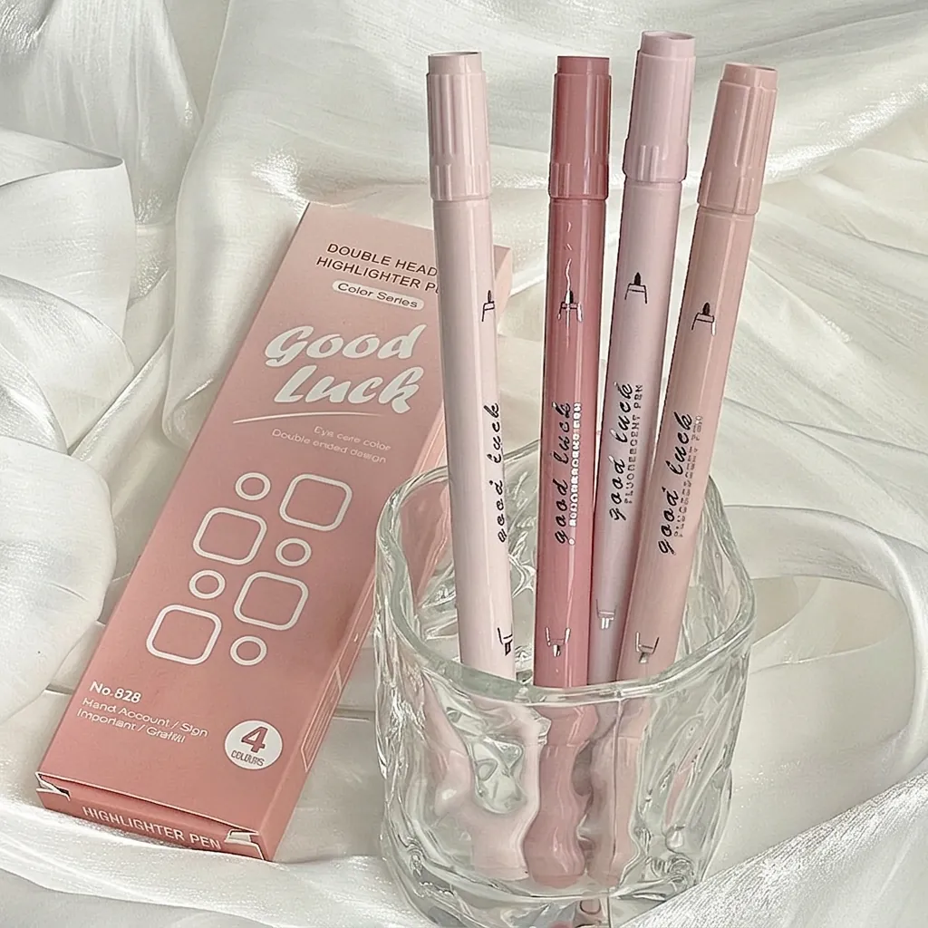 Aesthetic Morandi Color Double Head Highlighter Pen For Journaling Drawing Student Office Supplies Gradient Marker Pen
