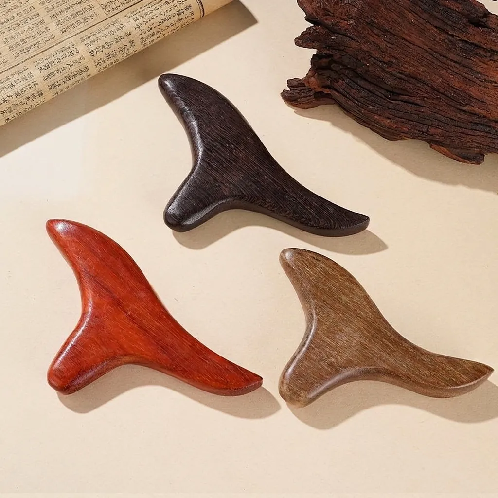 Sandalwood Triangle Bird Massage Tool Solid Wood Guasha Board For Body Acupoint Pressure Meridian Scraping Foot Massager