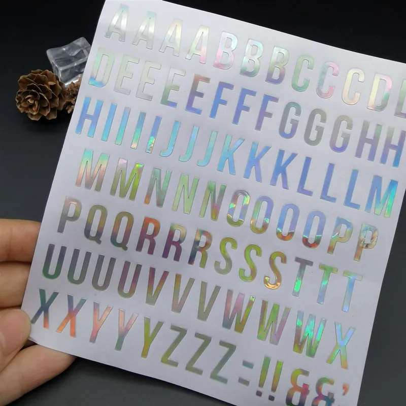 Holographic Alphabet Stickers Laser Colorful Self Adhesive A-Z Letters Symbols For DIY Scrapbooking Journaling Kids Students