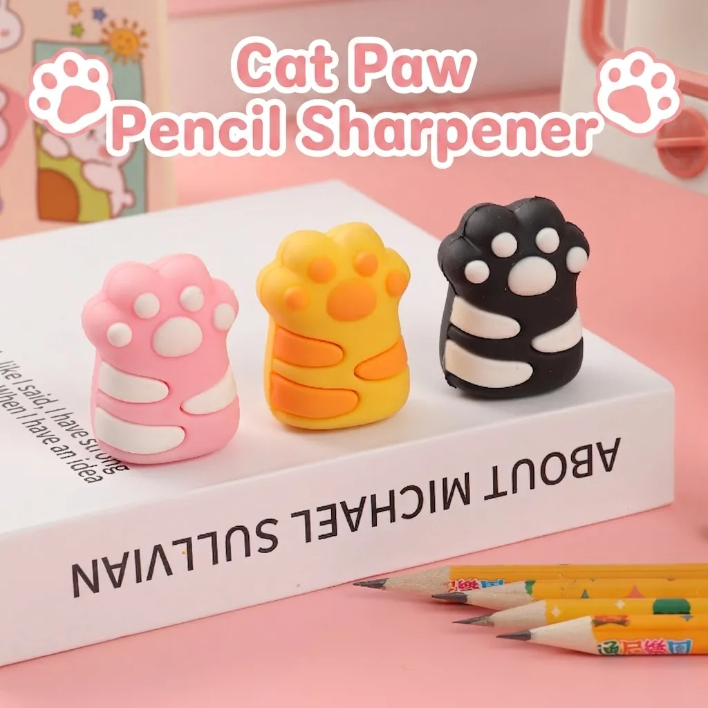 Cute Cat Paw Pencil Sharpener Mini Manual Portable Sharpener Tool For Kids Students School Office Supplies Plastic