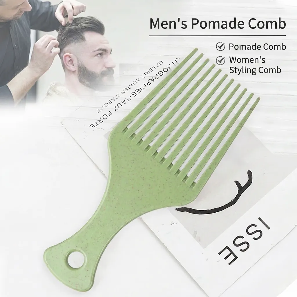 Umweltfreundlicher Weizenstroh Afro Pick Kamm Breitzahniger Haarstyling Tool Für Herren Pompadour Und Damen
