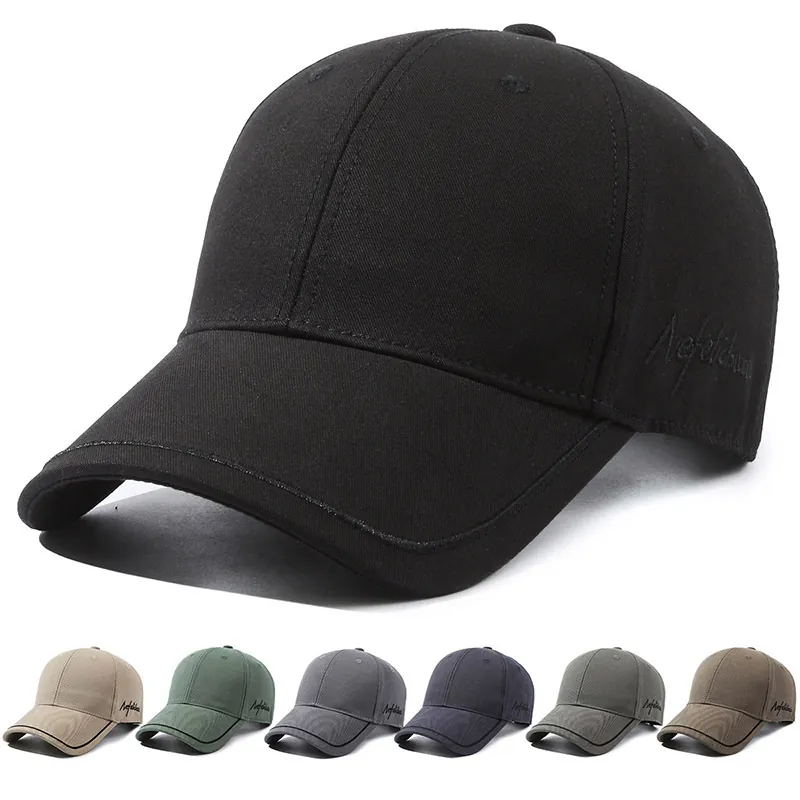 Men Baseball Cap Cotton Tencel Blend Adjustable Outdoor Sun Protection Casual Curved Brim Script Embroidered Hat