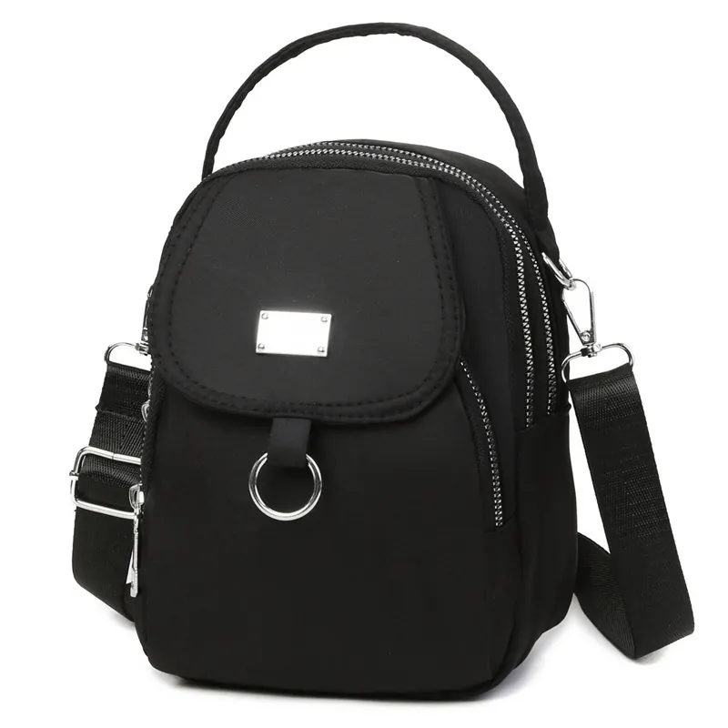 Women Mini Crossbody Bag Waterproof Nylon Multi Layer Zipper Small Shoulder Handbag Casual Lightweight Messenger For Girls
