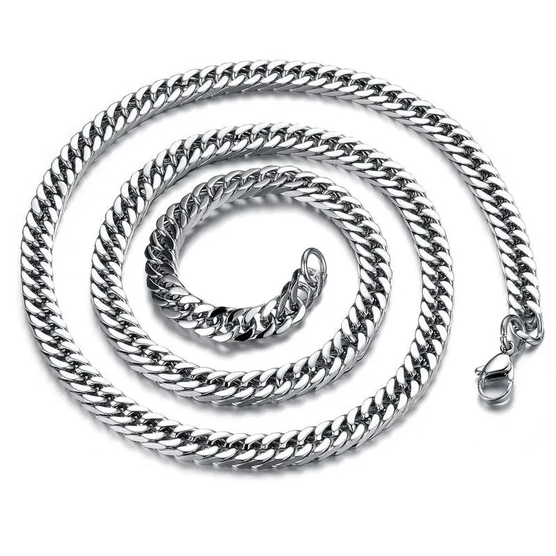Stainless Steel Cuban Chain Necklace For Men Women High Polished Hip Hop Streetwear Trendy Minimalist Link Jewelry