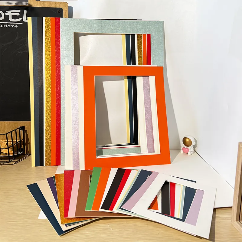 Cardboard Photo Frame Mats Beveled Edge DIY Picture Mounting Paper Frames Textured Multi Color For Artwork Display