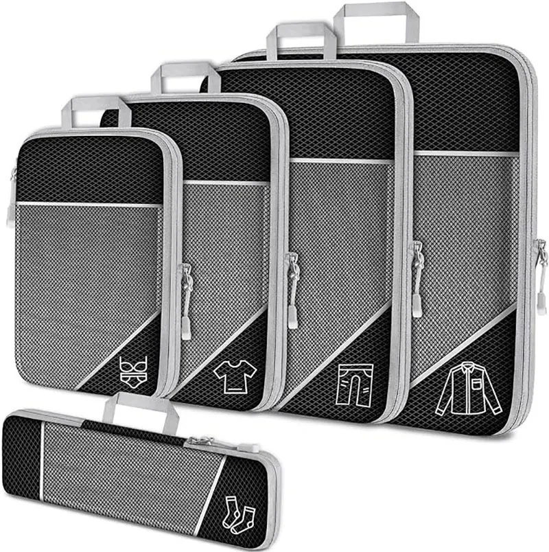 Expandable Kompression Packwürfel Für Reisegepäck Organizer Leichtes Wasserdichtes Nylon Mesh Atmungsaktive Taschen