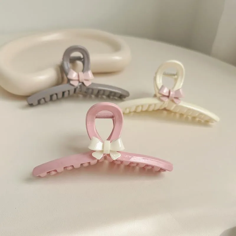 Large Hair Claw Clip Acrylic Bow Knot Shark Clip Elegant Matte Hair Accessory For Women