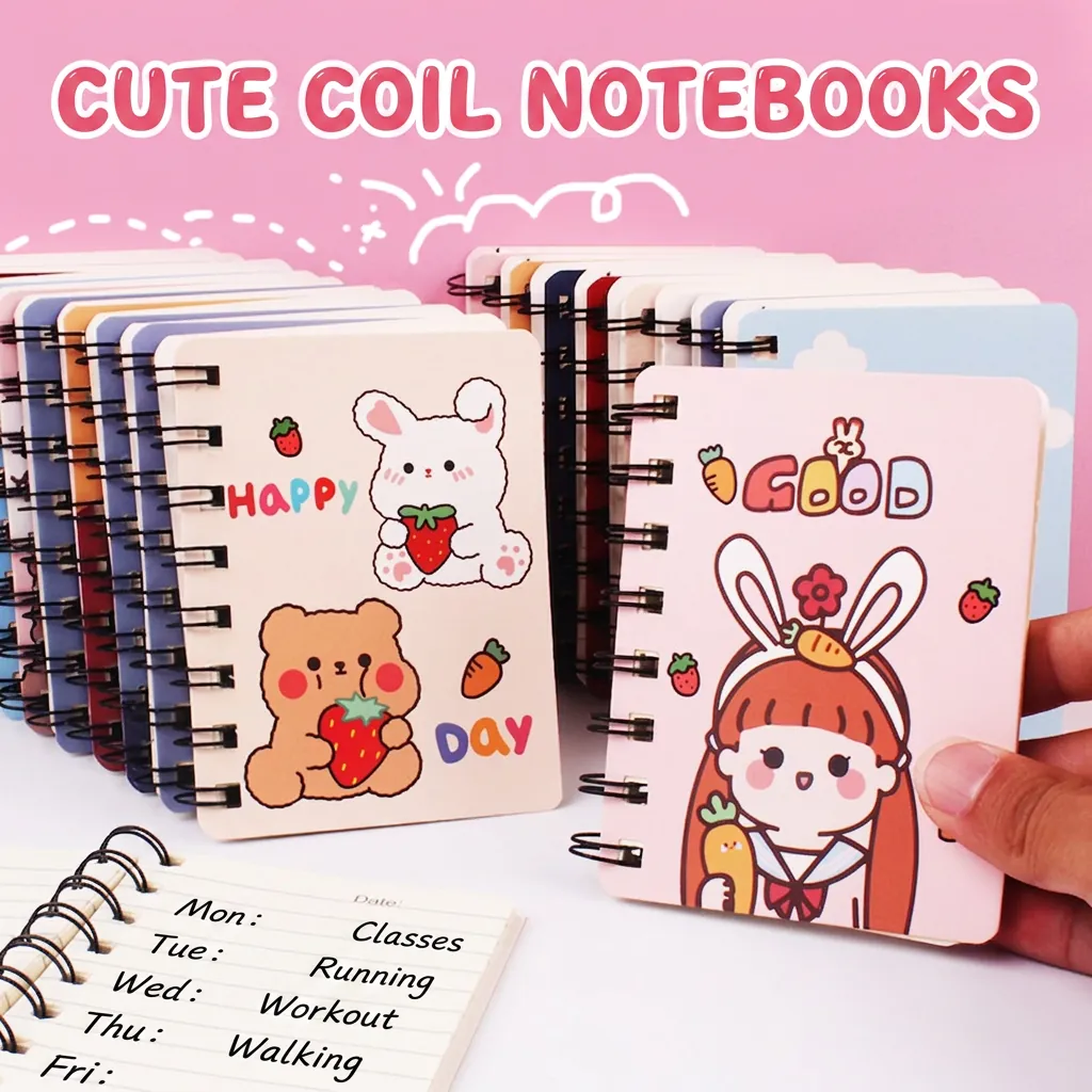 Mini Taccuino A Spirale Carino Carta Cartoni Animati Blocco Note Da Tasca Con Pagine Rigate Per Scuola Ufficio Kawaii