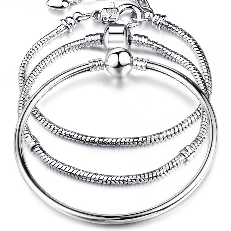 Bracciale Catena Serpente Base Rame Argentato DIY Charms Gioielli Chiusura Barile Ciondolo Cuore Moda Per Donne