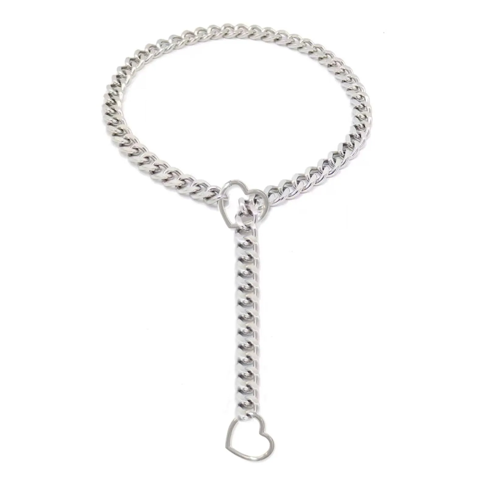Gothic Heart Lock Pendant Necklace Stainless Steel Cuban Chain Adjustable Lariat Punk Style Fashion Jewelry For Women