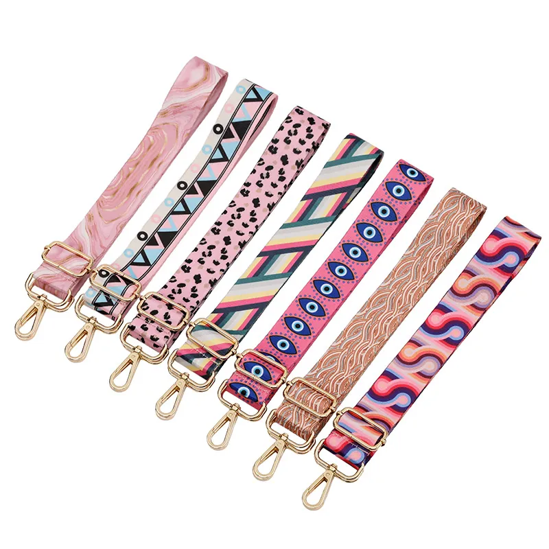 Wide Shoulder Bag Strap Polyester Adjustable Crossbody Replacement Belt Bohemian Geometric Floral Leopard Print Fashion Accessory