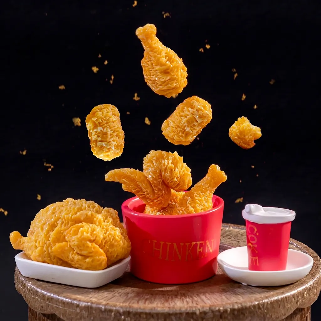 Modèles De Nourriture Miniature Poulet Frit Résine Réaliste Faux Fast Food Pour Micro Paysage Bricolage Ornement