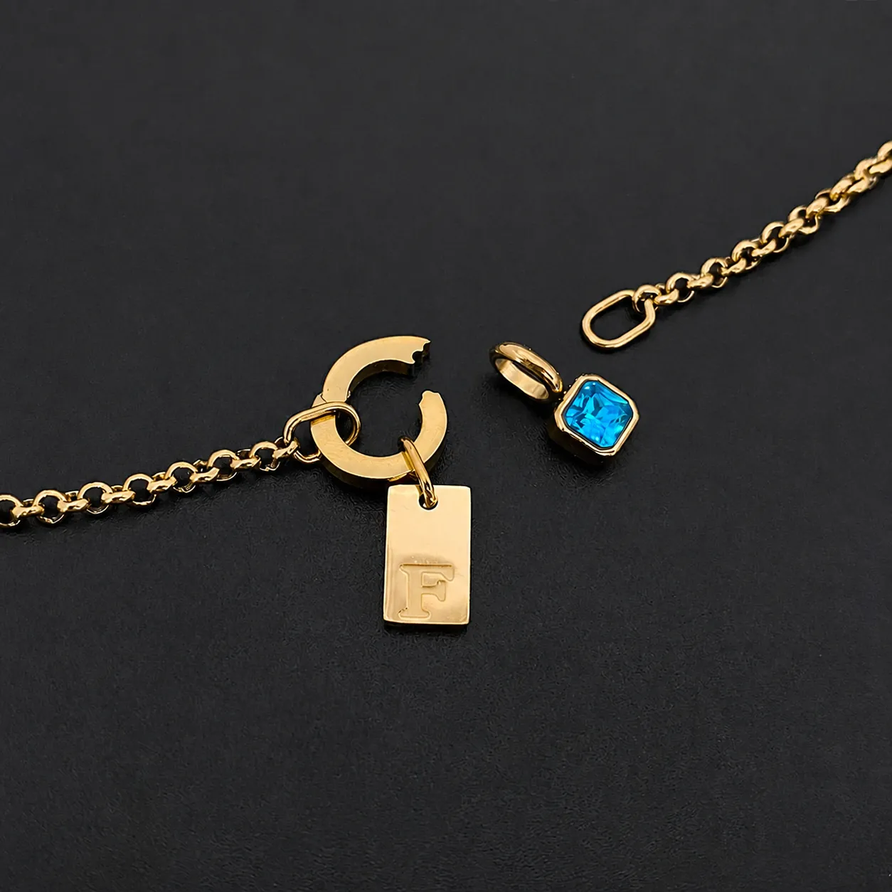Collar de Pendiente de Letra de Acero Inoxidable de Lujo Americano Alfabeto con Diamantes de Imitación Collar Largo Joyería para Mujer Regalo