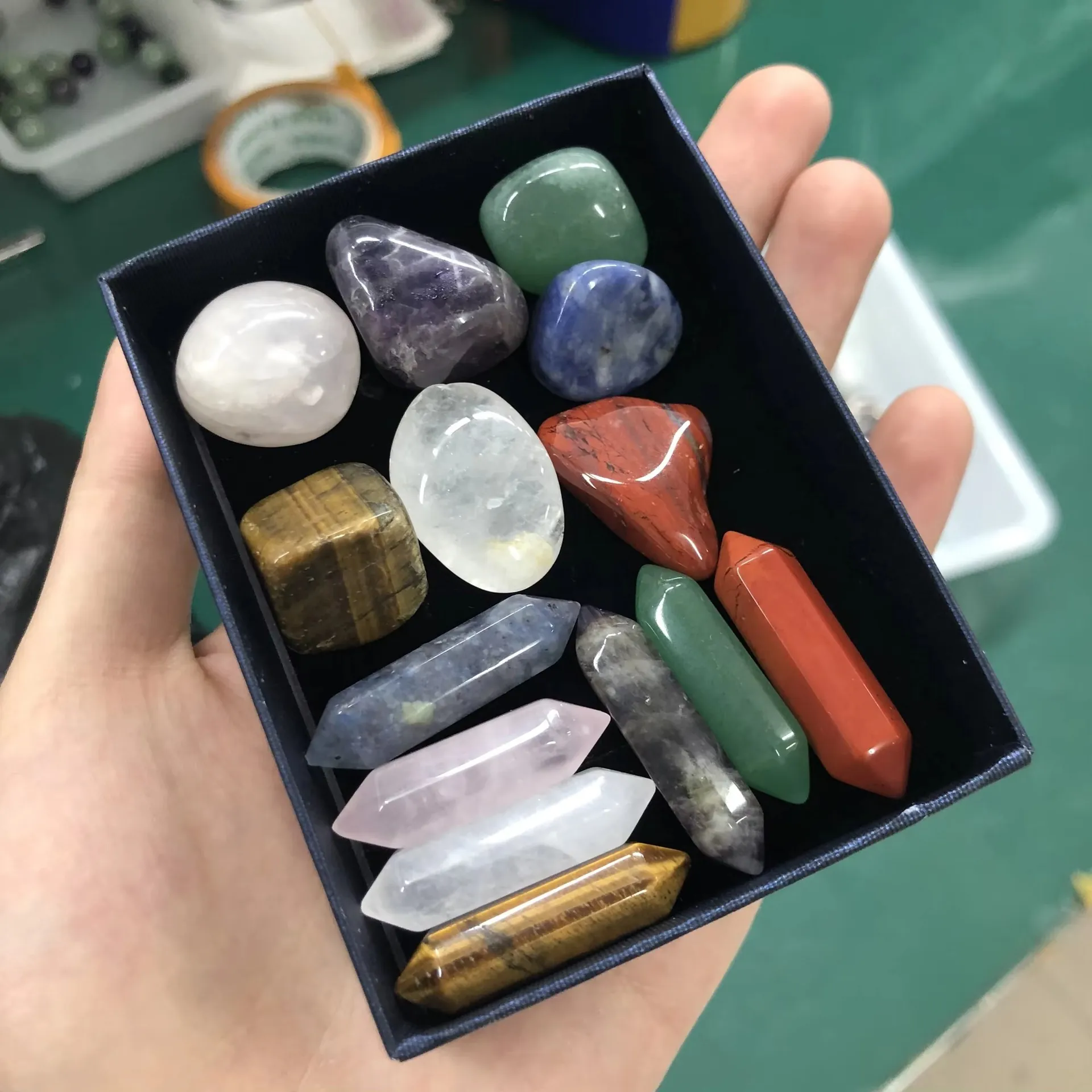 Pierres De Cristal Naturelles Spécimens Minéraux Coffret Cadeau Améthyste Quartz Rose Pointes Hexagonales Pierres Roulées Pour Méditation Guérison Décor