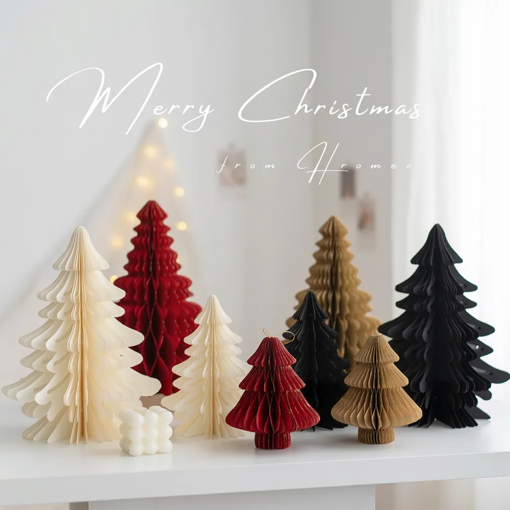 Christmas Tree Ornament Honeycomb Paper Foldable Desktop Festive Nordic Style Decorative Holiday Centerpiece Accessory