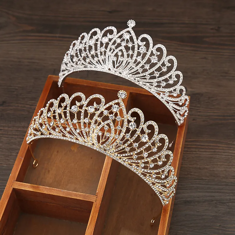 Vintage Baroque Style Alloy Rhinestone Tiara Crown Wedding Bridal Hair Accessories For Women Party Birthday Decor