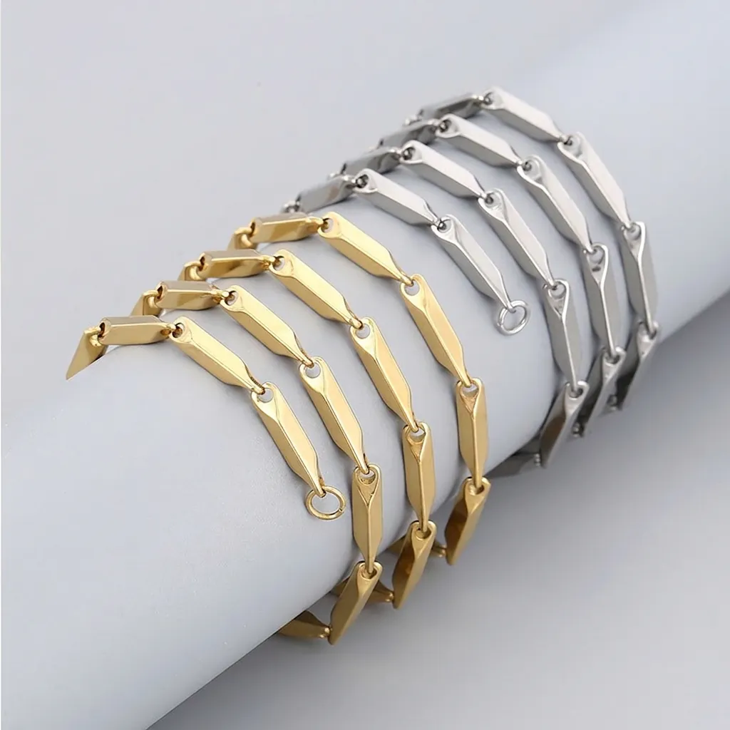 Collier À Maillons Géométriques En Acier Inoxydable Longue Barre Bijoux De Mode Minimalistes Pour Hommes Femmes
