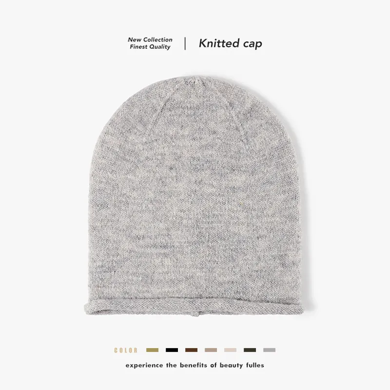 Minimalist Wool Knitted Beanie Slouchy Warm Winter Hat For Men Women Thickened Solid Color Soft Outdoor Casual Cold Hat