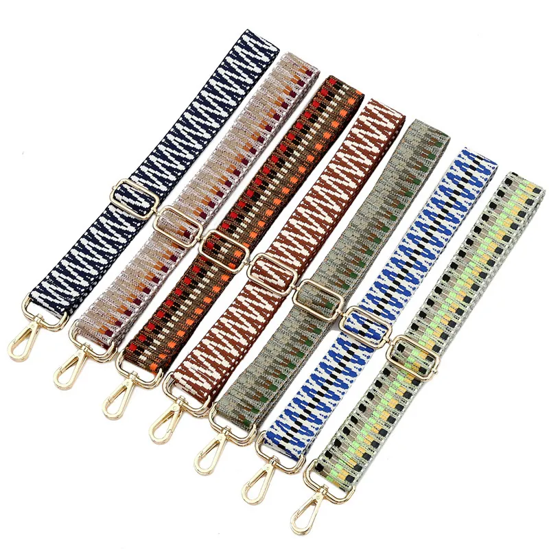 Ethnic Woven Bag Strap Replacement Wide Adjustable Shoulder Strap For Women Purses Handbags Geometric Pattern Vintage Style