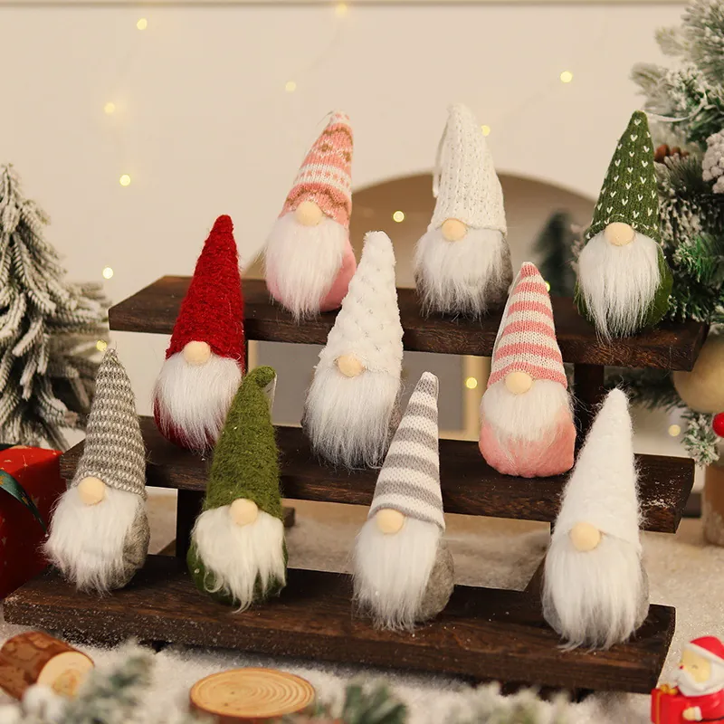 Christmas Knitted Faceless Gnome Plush Ornaments Nordic Doll Hanging Decoration For Christmas Tree Home Party Decor