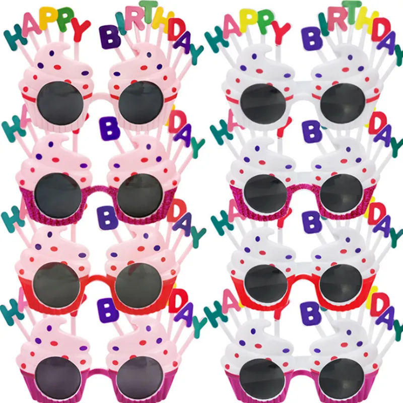 Novelty Birthday Party Sunglasses Funny Cupcake Sunflower Dollar Symbol Shape Photo Props Plastic Eyewear For Kids Adults