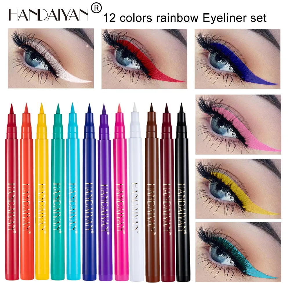 Waterproof Liquid Eyeliner Pen Rainbow Colorful Matte Smudge Proof Long Lasting Eye Makeup Professional High Pigmented