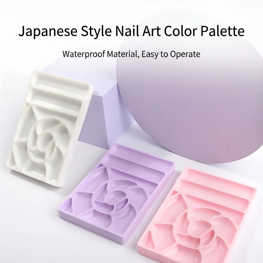 Nail Art Mixing Palette Plastic Multi Grid Japanese Style For Gel Polish Watercolor Manicure Tool