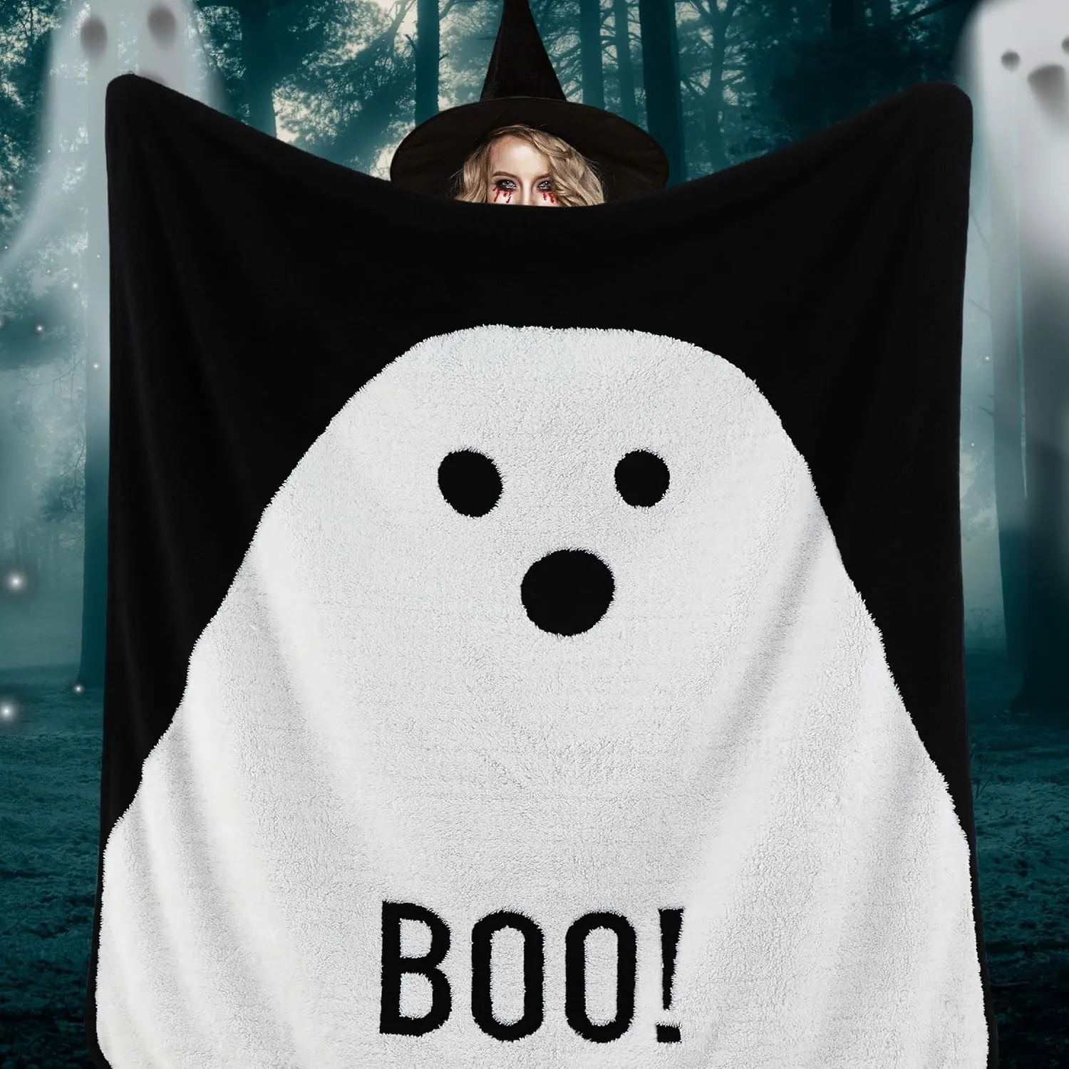 Halloween Ghost Pumpkin Printed Flannel Blanket Polyester Soft Warm Throw Blanket For Sofa Bed Festive Party Home Decor