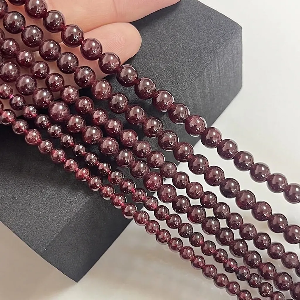 Perles En Pierre Naturelle De Grenat Rondes Rouge Vin Perles En Vrac Pour La Fabrication De Bijoux Bracelet Collier DIY