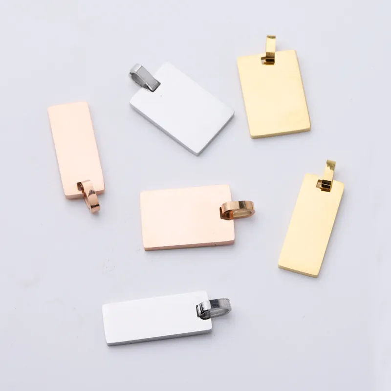 Rectangular Bar Pendant 304 Stainless Steel Mirror Polished Blank Tag For DIY Jewelry Making Minimalist Bar Charms