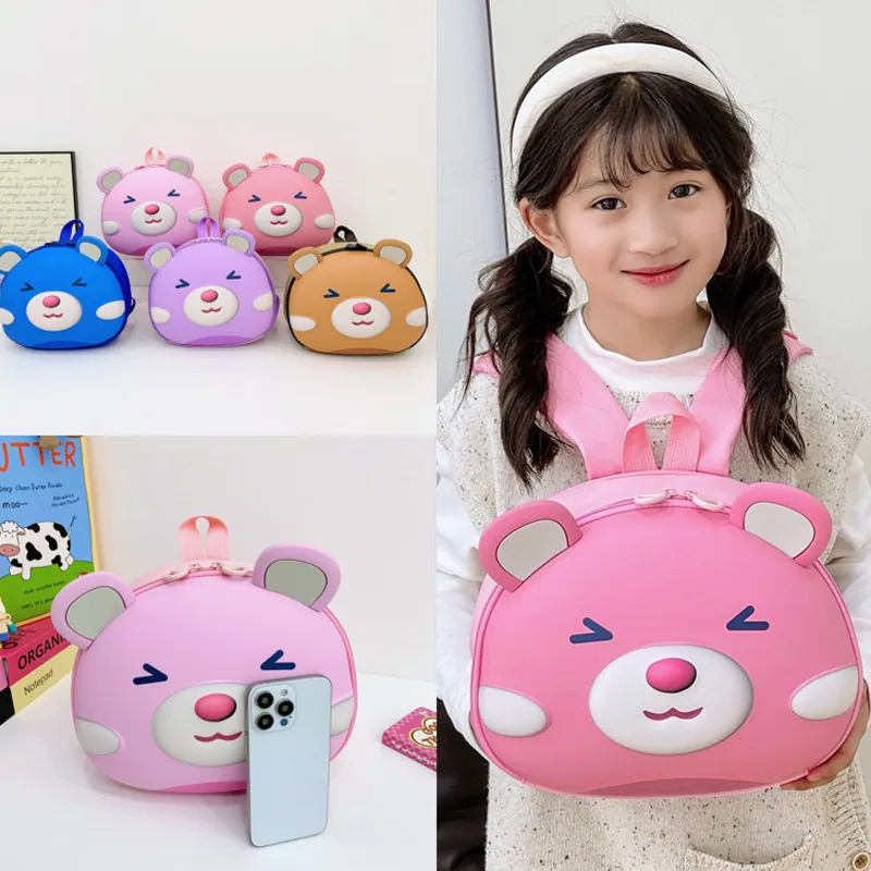 Kids Backpack Toddler School Bag Cartoon Bear Face 3D Hard Shell Lightweight Kindergarten Preschool Boys Girls