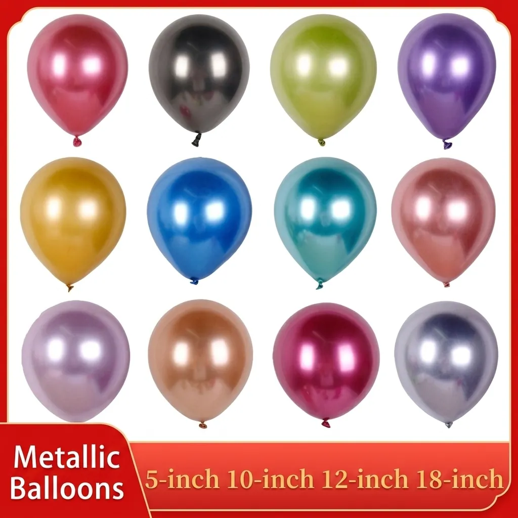 Shiny Metallic Balloons Chrome Latex Round Thickened Party Decorations Birthday Wedding Valentine's Day Anniversary Celebration