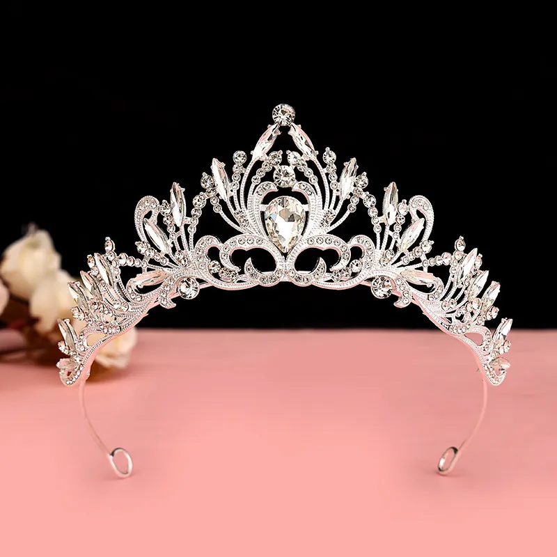 Korean Vintage Bridal Crown Alloy Rhinestone Tiara Princess Birthday Hair Accessory For Women Wedding Party Prom Headpiece