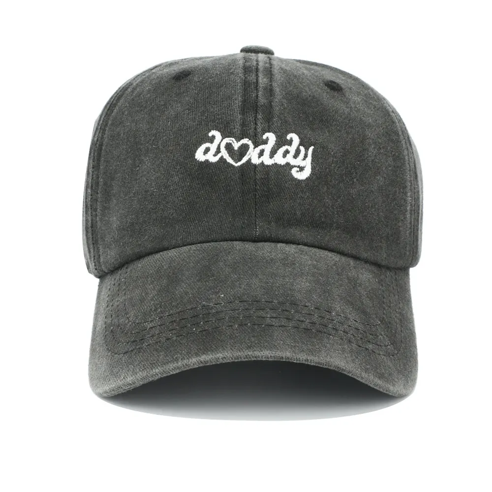 Baseball Cap Washed Cotton Vintage Daddy Letter Embroidery Adjustable Retro Style Sun Hat For Men Women