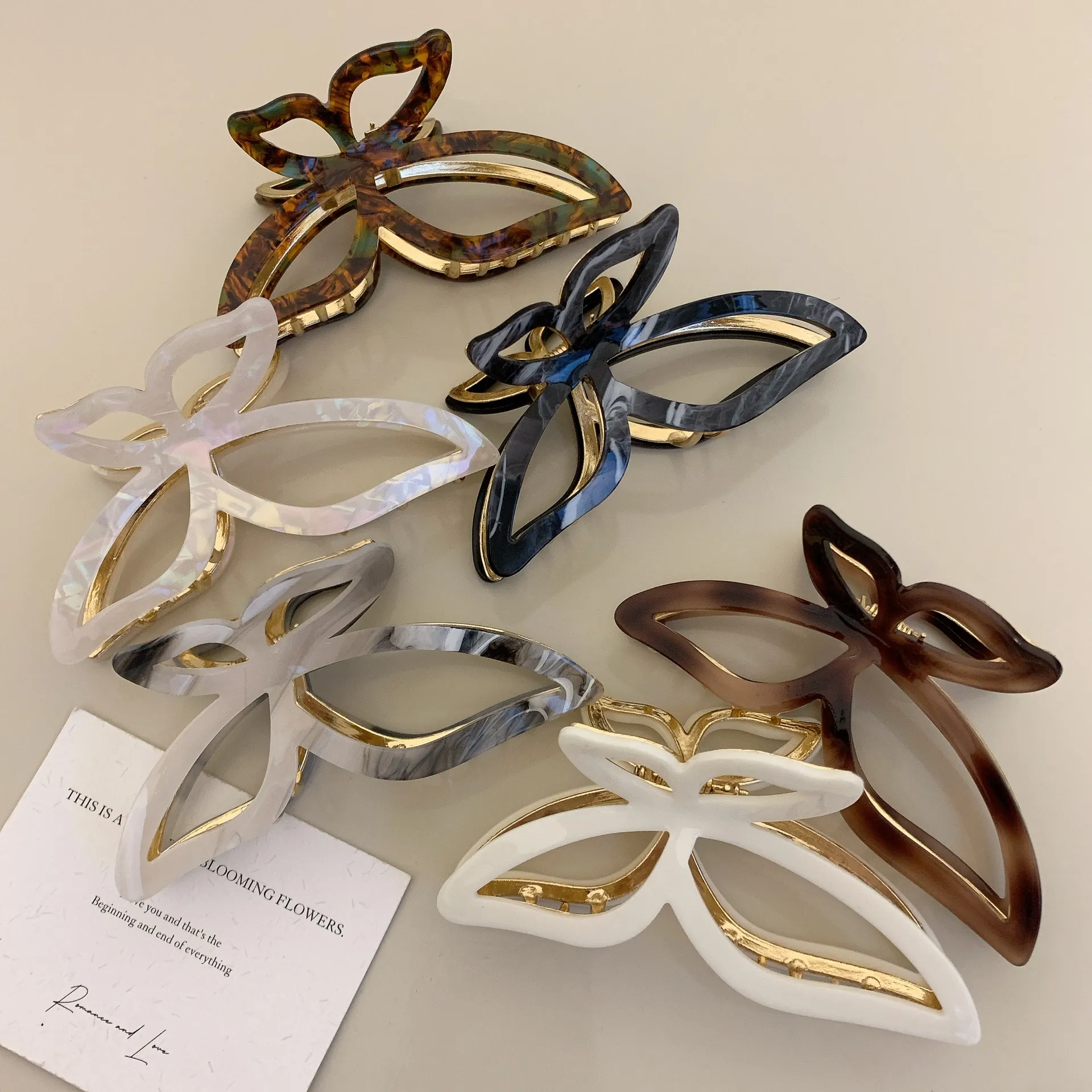 Butterfly Hair Claw Clip Acetate Resin Metal Large Shark Hairpin French Elegant Styling Accessory For Women Girls