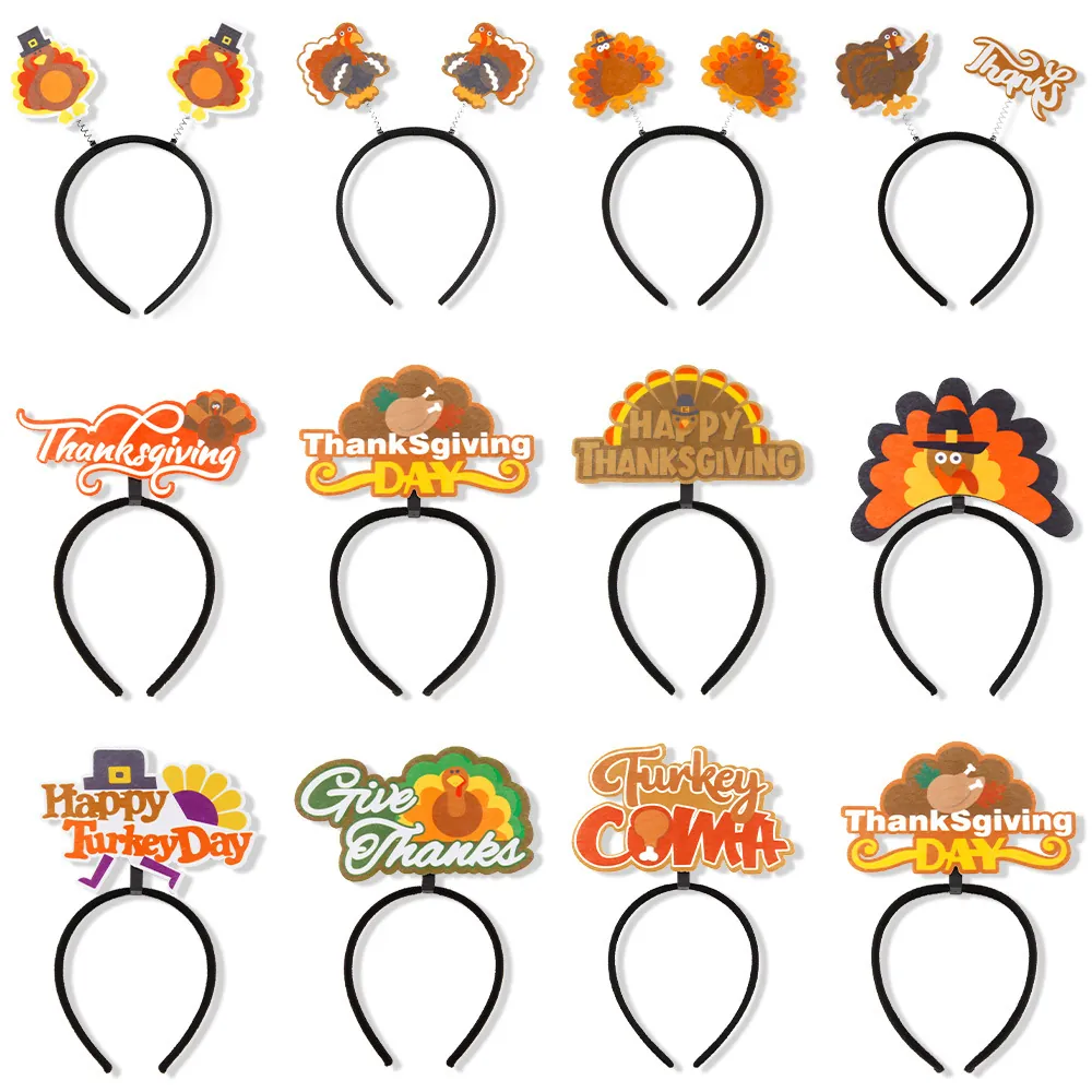 Cerchietto Tacchino Del Ringraziamento Zucca Foglie Acero Feltro Decorazione Festa Costume Per Adulti Bambini