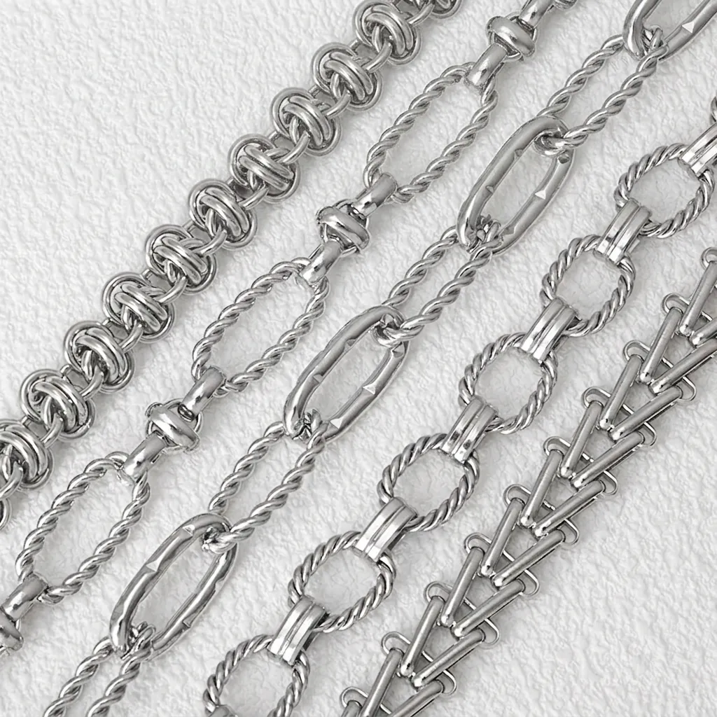 Stainless Steel DIY Chains Jewelry Making Findings For Necklace Bracelet Bag Industrial Punk Style Silver Tone Hardware