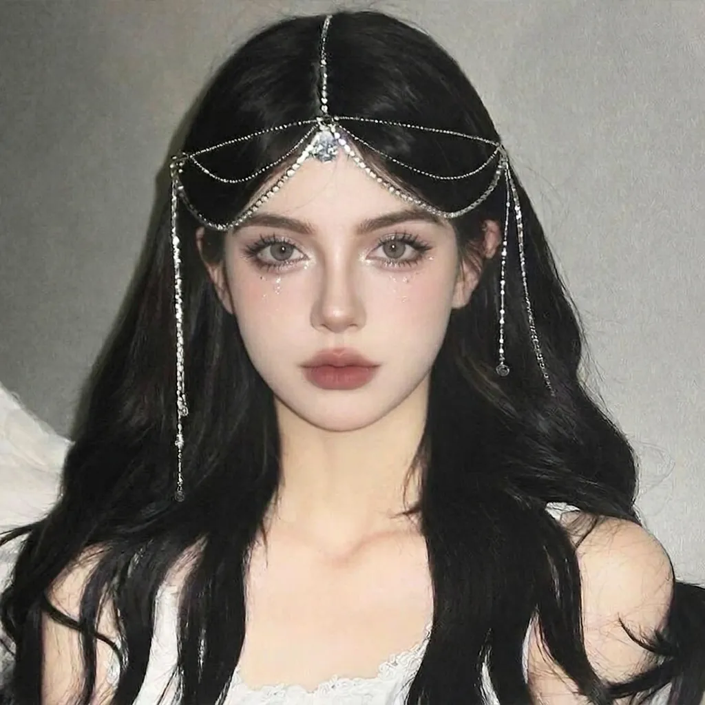 Rhinestone Forehead Chain Tassel Hair Jewelry Crystal Vintage Bohemian Bridal Headpiece For Women Party Accessory