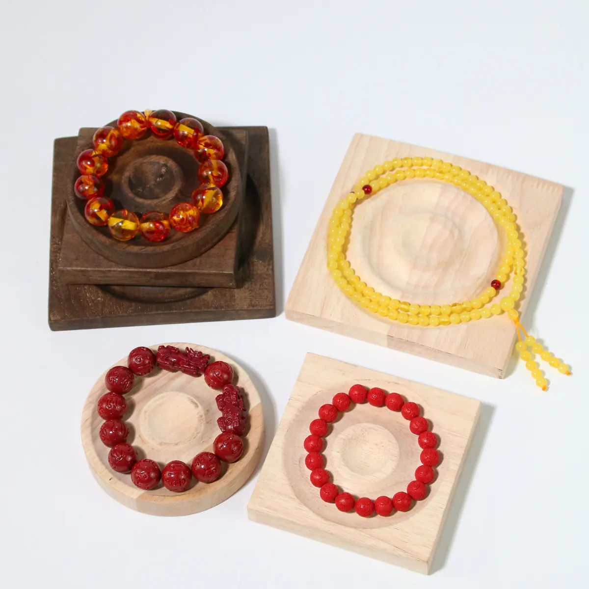 Solid Wood Jewelry Display Tray Bracelet Design Board Round Square Walnut For Necklace Storage Showcase Accessory Holder