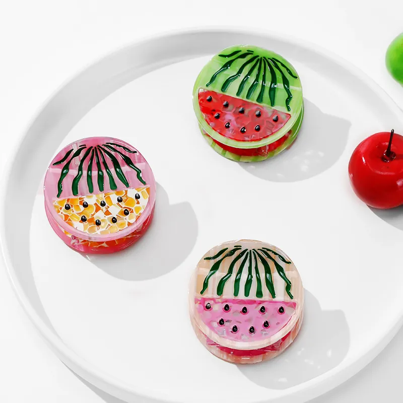 Watermelon Fruit Shape Hair Claw Clip Acetate Shark Clip Large Hair Jaw Clip For Women Girls Summer Sweet Hair Accessories