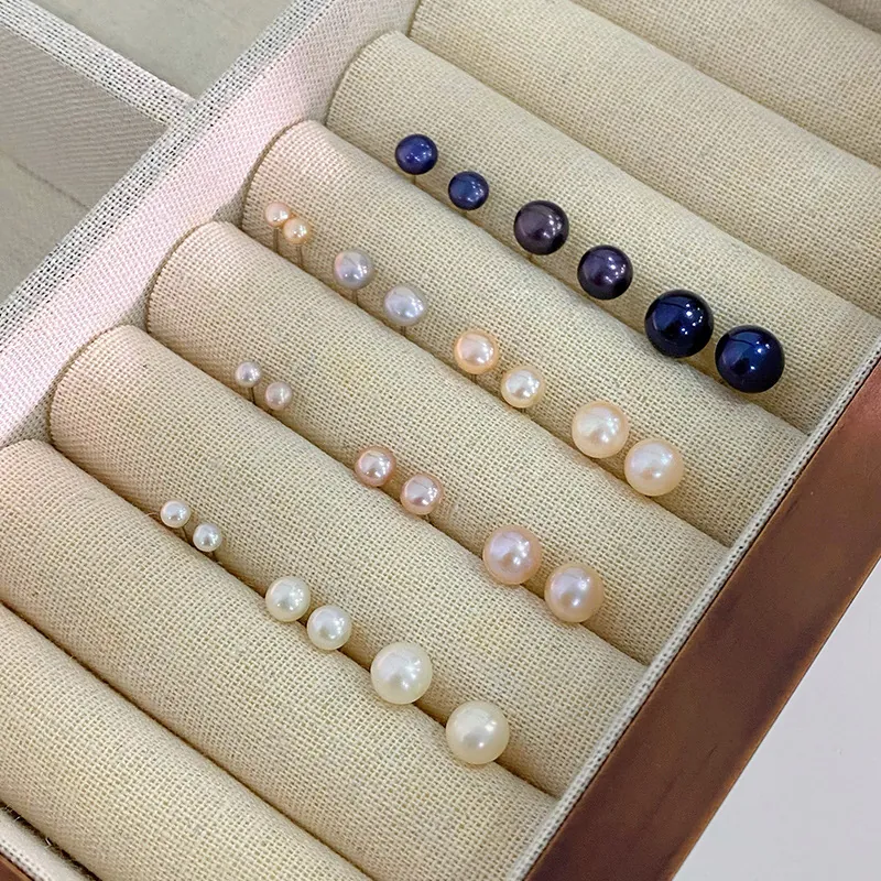 Minimalist Freshwater Pearl Stud Earrings With 925 Sterling Silver Earring Post Elegant Geometric Jewelry For Women Gifts