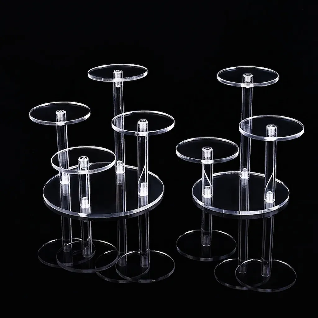 Clear Acrylic Tiered Jewelry Display Stand Round Platform Riser For Action Figures Collectibles Showcase Organizer