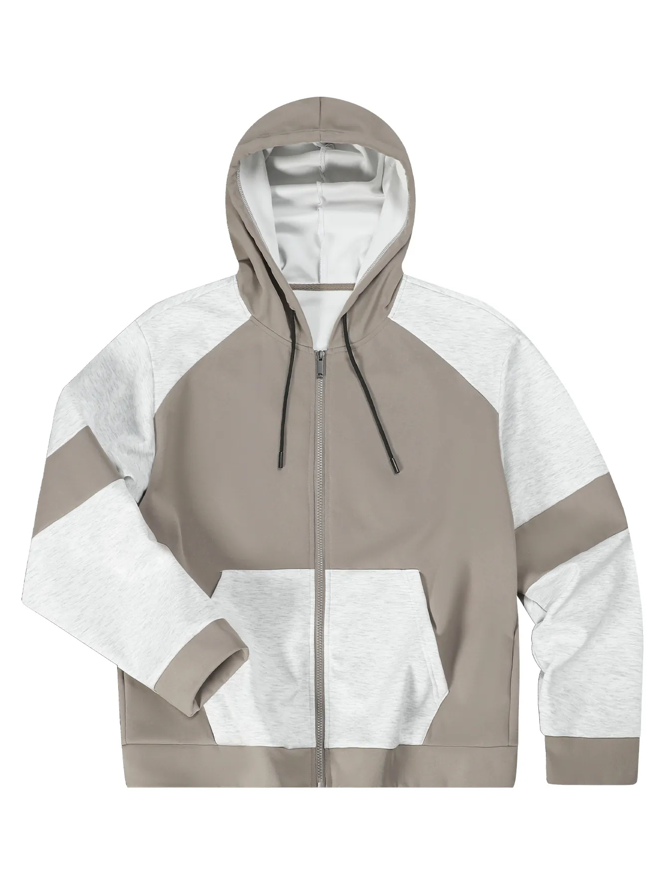 Herren Kapuzenjacke Reißverschluss Polyester Color Block Lässiger Sportlicher Langarm Hoodie Mit Taschen Atmungsaktiv