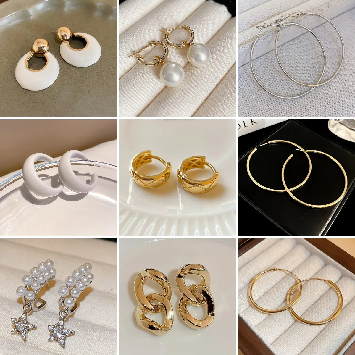 Orecchini Cerchio Geometrici In Lega Per Donna Con Perno In Argento Perla Artificial Stella Catena Stile Minimalista Gioielli