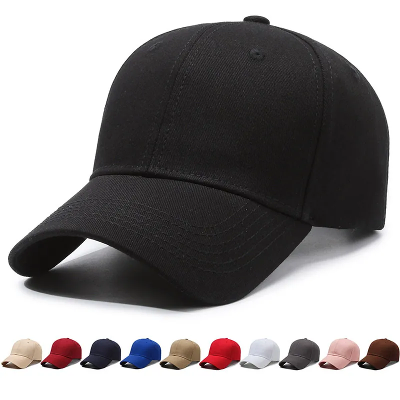 Plain Cotton Baseball Cap Curved Brim Solid Color Adjustable Metal Buckle Outdoor Sport Sun Hat For Men Women