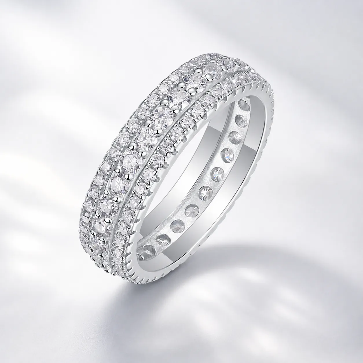 925 Sterling Silver Moissanite Ring Women Luxury Eternity Band Wedding Engagement Jewelry Minimalist Style Gift